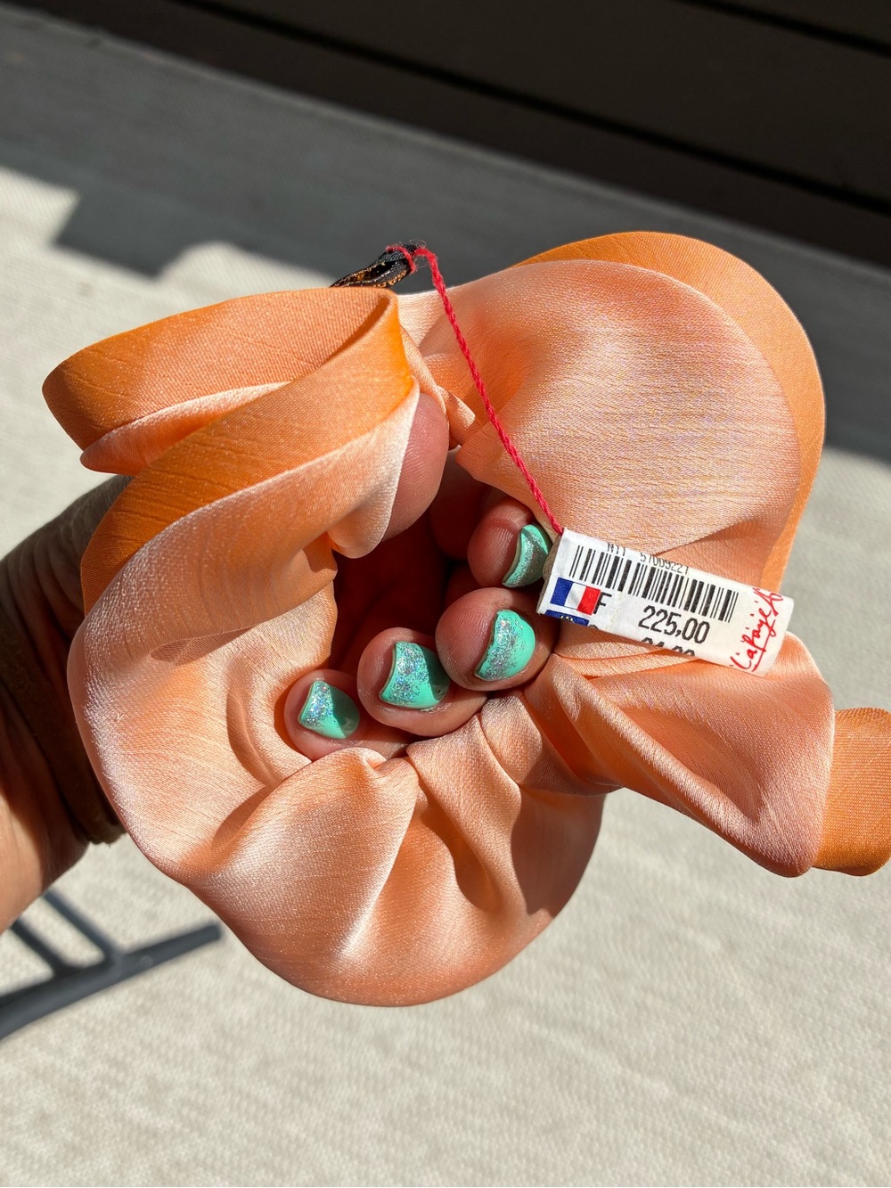 Alexandre de Paris Silk Peach Scrunchie Hair Accessory